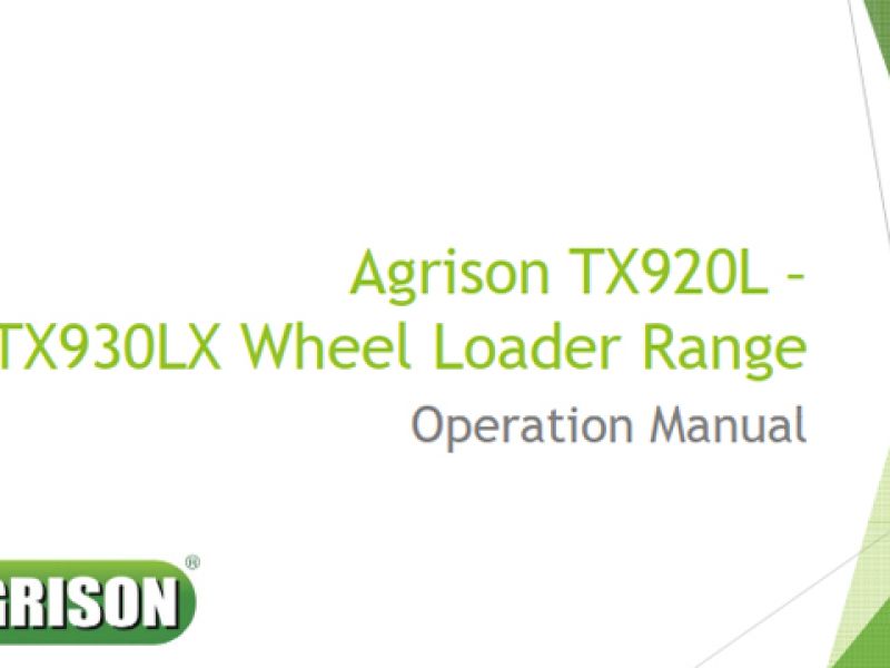 Agrison TX920L – TX30LX Wheel Loader Operation Manual