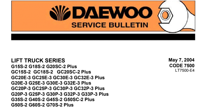 Daewoo LIFT TRUCK Fault Codes PDF Manual
