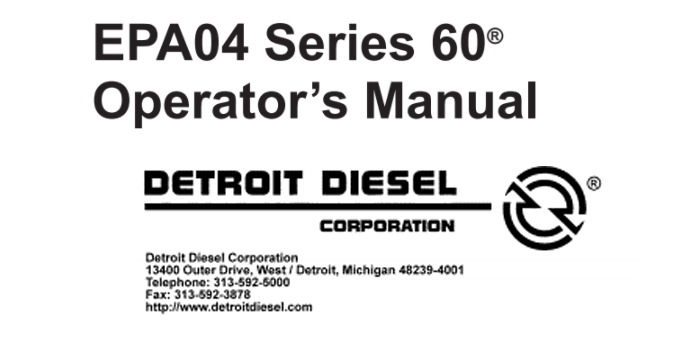 Detroit Diesel EPA04 Series 60 User Manual