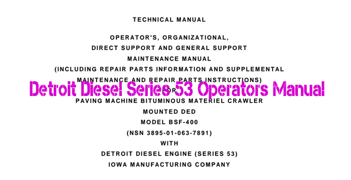 Detroit Diesel Series 53 User Manual