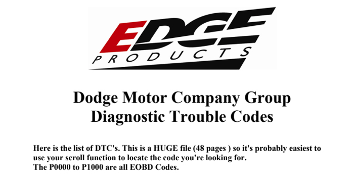 Dodge Ram Fault Codes PDF Manuals