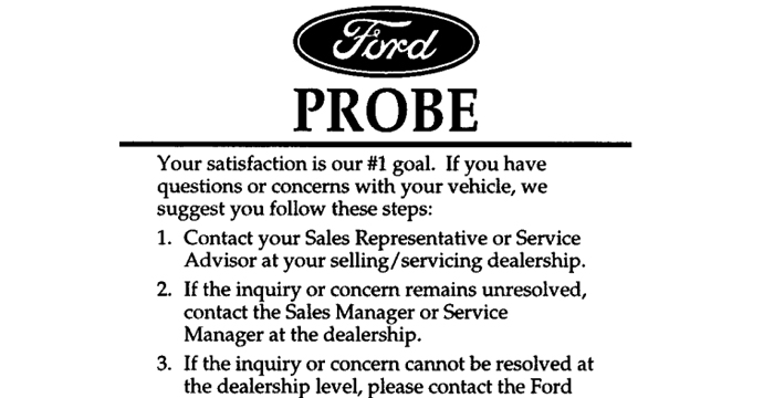 Ford Probe 1997 Owner's Manual