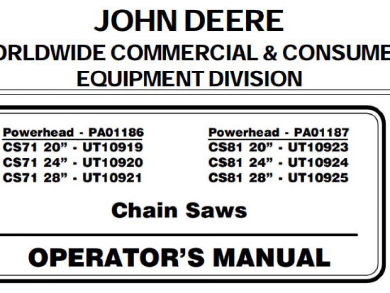 John Deere CS81 ut10924 CS81 ut10925 Users Manual