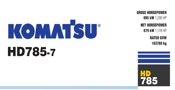 Komatsu HD785-7 Repair Manual