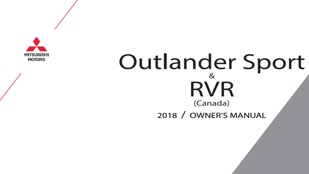 2018 Mitsubishi Outlander Sport, RVR Owners Manual