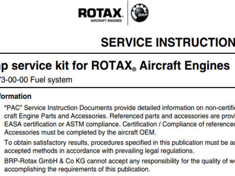 Fuel Pump Service Kit for ROTAX Aircraft Engines